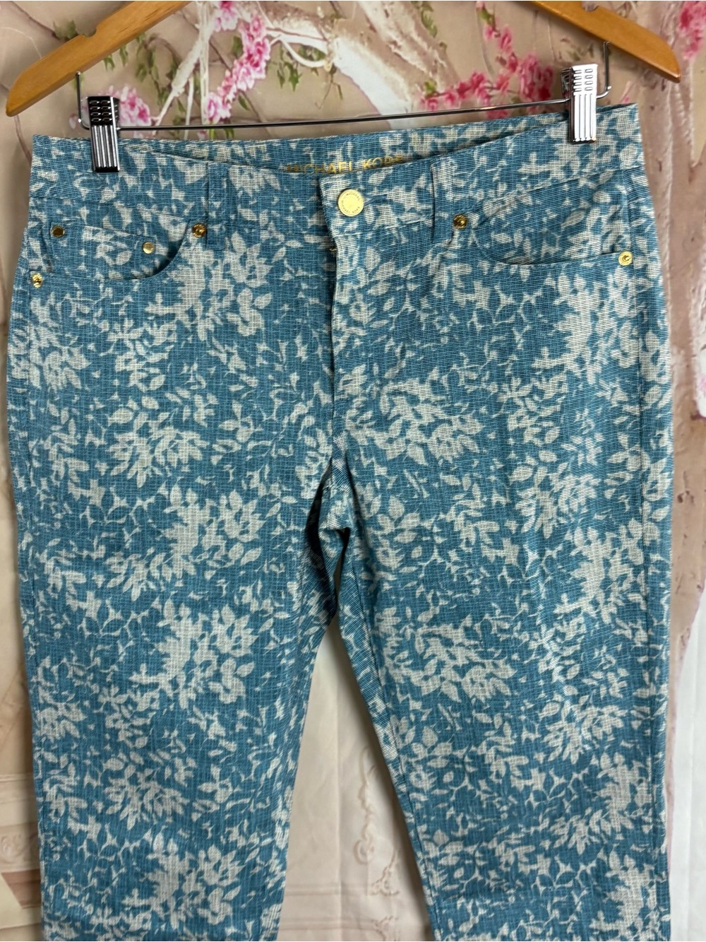 MICHAEL KORS Light Blue Floral High-Rise Jeans - Picture 3 of 9